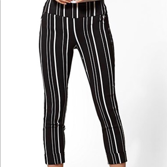 black and white striped crop pants